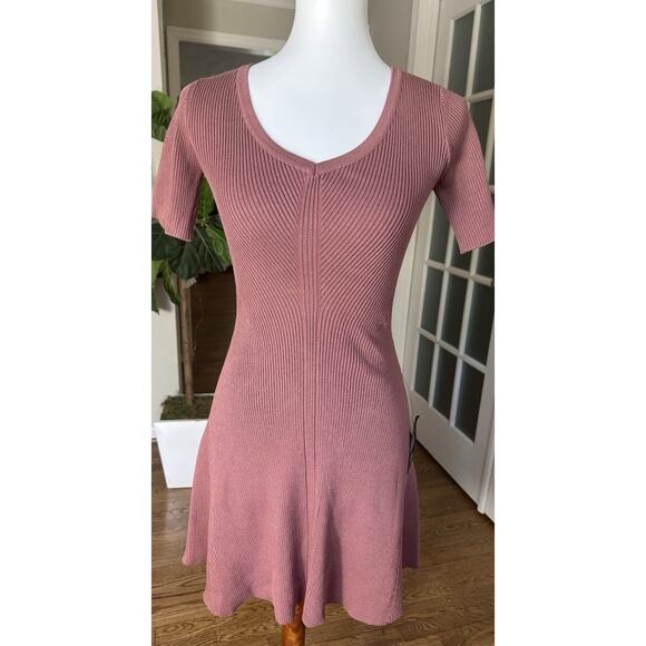 ~ NWT ~ Lulus ~ Time to Twirl Mauve Ribbed Short Sleeve Skater Mini Dress ~ XS - Picture 2 of 7